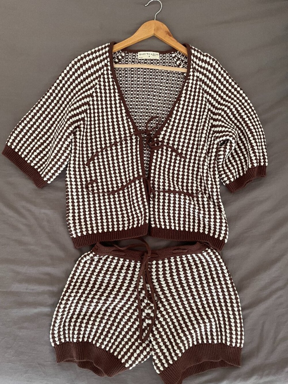 Electric & Rose Knit Lace-Up Shirt & Short Set